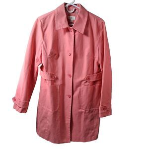 CATO Coral Pink Water Resistant Trench Coat Mid Length Jacket Large Gingham